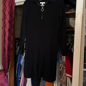 Robbie Bee Black Long Sleeve Dress with Ring Detail